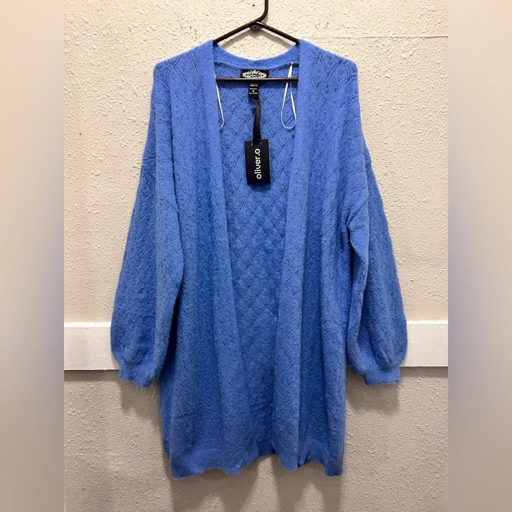 Oliver.O Allure Blue Knit Sweater Cardigan NWT XL